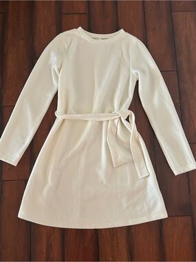 ASOS Cream Long Sleeve Belted Dress